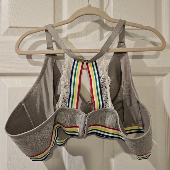 Lane Bryant Cacique Lace Rainbow Pride Bra 50B Racerback Convertible Plus Size - Picture 3 of 7